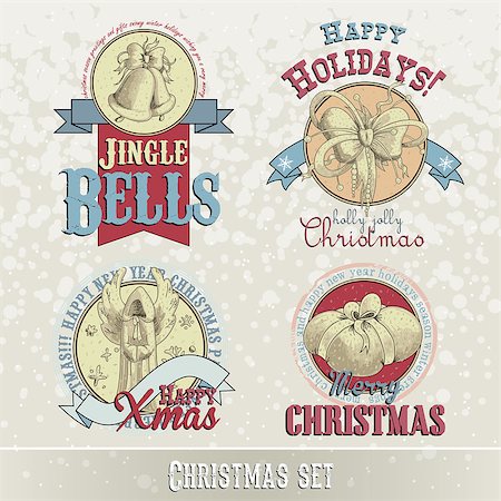 set of Christmas emblems and designs Stock Photo - Budget Royalty-Free & Subscription, Code: 400-07831709