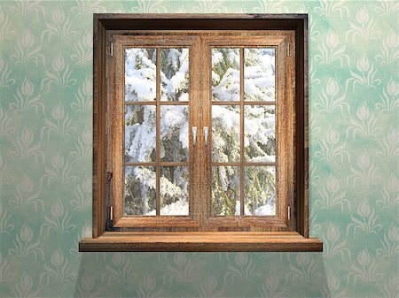 simsearch:400-07820254,k - Closed wooden window. 3d render Stock Photo - Budget Royalty-Free & Subscription, Code: 400-07831863