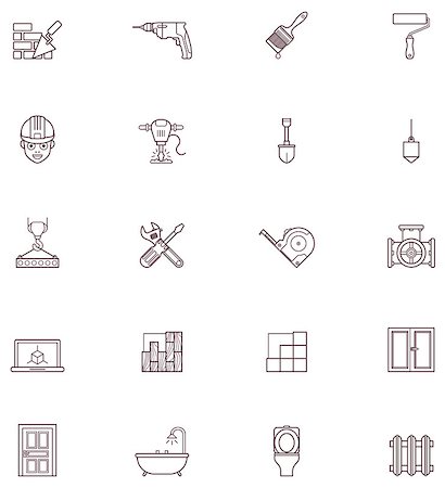 pipe wrench - Set of the construction and renovation related icons Stock Photo - Budget Royalty-Free & Subscription, Code: 400-07831898