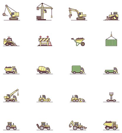 simsearch:400-04274028,k - Set of the construction machinery related icons Stock Photo - Budget Royalty-Free & Subscription, Code: 400-07831901