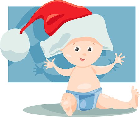 Cartoon Illustration of Cute Little Baby Boy in Santa Claus Hat for Christmas Stock Photo - Budget Royalty-Free & Subscription, Code: 400-07832677