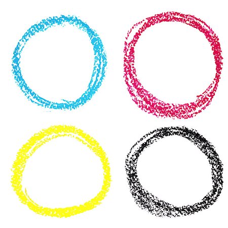 Set of CMYK circle spots of pastel crayon, isolated on white background. Also available as a Vector in Adobe illustrator EPS format, compressed in a zip file. The vector version be scaled to any size without loss of quality. Stock Photo - Budget Royalty-Free & Subscription, Code: 400-07833048