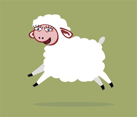 sheep happy pets - There is a white smiling sheep with big eyes to jump. Stock Photo - Budget Royalty-Free & Subscription, Code: 400-07833252