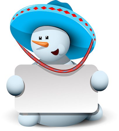 illustration merry snowman with white background in a sombrero Stock Photo - Budget Royalty-Free & Subscription, Code: 400-07833813