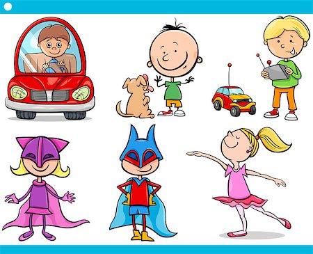 Cartoon Illustration of Cute Little Boys and Girls Children Characters Set Stock Photo - Budget Royalty-Free & Subscription, Code: 400-07833912