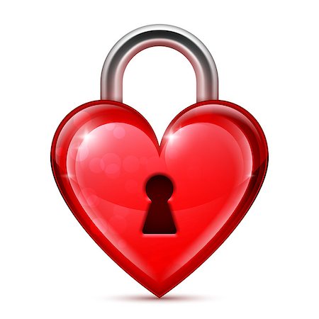 Shiny red heart lock on white background Stock Photo - Budget Royalty-Free & Subscription, Code: 400-07840318