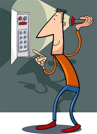 flashlight cartoon - Cartoon Illustration of Man Trying to Fix Electricity Failure Stock Photo - Budget Royalty-Free & Subscription, Code: 400-07840571