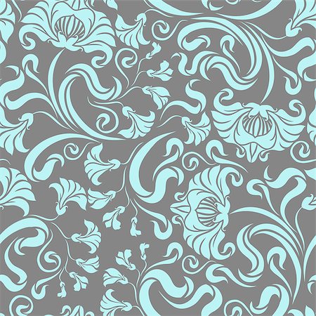 simsearch:400-05879441,k - Vector seamless  floral pattern. Beige flowers on gray background. Stock Photo - Budget Royalty-Free & Subscription, Code: 400-07894293