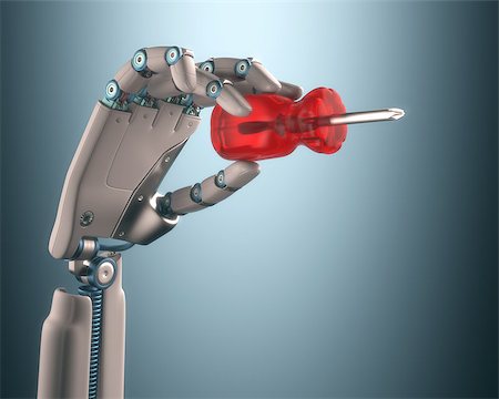 simsearch:400-07899875,k - Robot hand holding a screwdriver on the concept of industrial automation. Clipping path included. Stock Photo - Budget Royalty-Free & Subscription, Code: 400-07894361