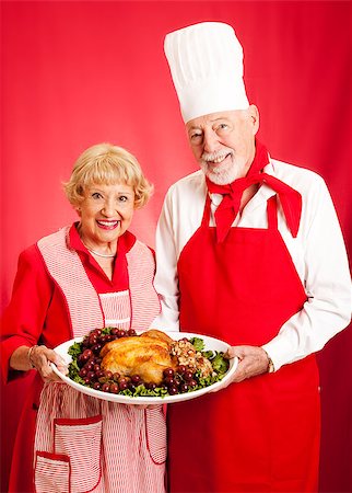 picture of dressing in elderly - Senior couple works together to prepare a delicious holiday meal. Stock Photo - Budget Royalty-Free & Subscription, Code: 400-07894528