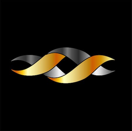 simsearch:400-07418602,k - Twisted ribbon- abstract logo in gold Stock Photo - Budget Royalty-Free & Subscription, Code: 400-07896159