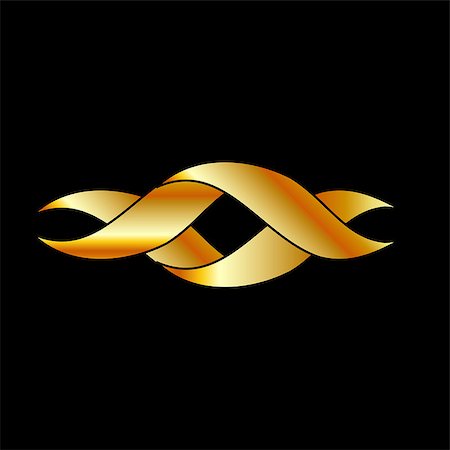 simsearch:400-07418602,k - Twisted ribbon- abstract logo in gold Stock Photo - Budget Royalty-Free & Subscription, Code: 400-07896168