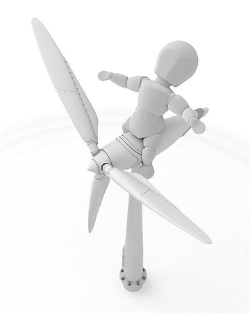 simsearch:400-04279469,k - 3D render of a man with wind turbine Stock Photo - Budget Royalty-Free & Subscription, Code: 400-07896782