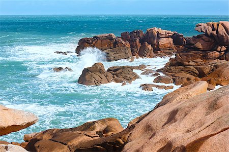 simsearch:632-05759883,k - Ocean coast spring view  (between Perros-Guirec and Pleumeur-Bodou, Brittany, France). The Pink Granite Coast. Stock Photo - Budget Royalty-Free & Subscription, Code: 400-07898019