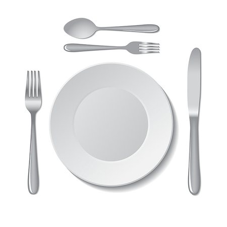 simsearch:400-06076985,k - White empty plate with fork, spoon and knife on a white background. Vector illustration. Stock Photo - Budget Royalty-Free & Subscription, Code: 400-07898187