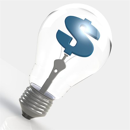 simsearch:400-05730288,k - Light bulb with blue dollar Stock Photo - Budget Royalty-Free & Subscription, Code: 400-07898462