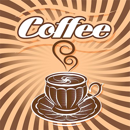 simsearch:400-07305144,k - retro poster with a cup of coffee and curlicues Stock Photo - Budget Royalty-Free & Subscription, Code: 400-07899311