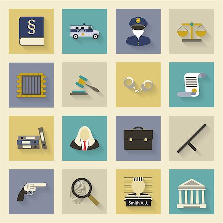 Law and justice flat icons set vector graphic illustration design Stock Photo - Budget Royalty-Free & Subscription, Code: 400-07899821