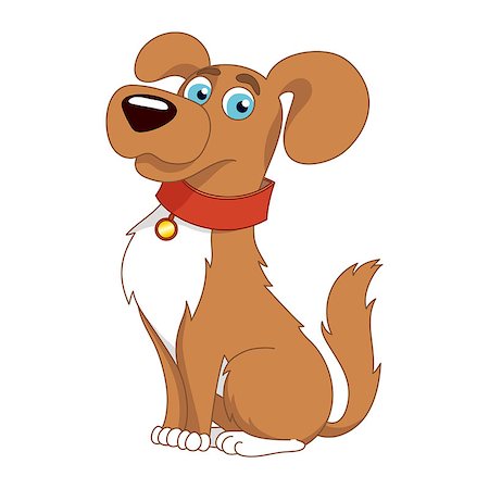 simsearch:400-08189024,k - Cartoon puppy, vector illustration of cute dog wearing a red collar with gold tag Photographie de stock - Aubaine LD & Abonnement, Code: 400-07904457