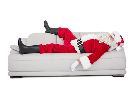 Santa claus sleeping on the couch on white background Stock Photo - Budget Royalty-Free & Subscription, Code: 400-07902432