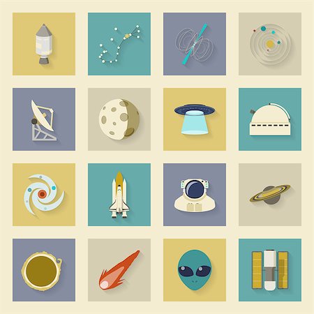 simsearch:400-06096808,k - Astronautics and Space flat icons set with shadows vector graphic illustration design Stock Photo - Budget Royalty-Free & Subscription, Code: 400-07902736