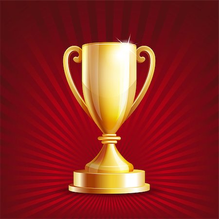 simsearch:693-06325208,k - Golden trophy cup on red background. Vector illustration Stock Photo - Budget Royalty-Free & Subscription, Code: 400-07914393