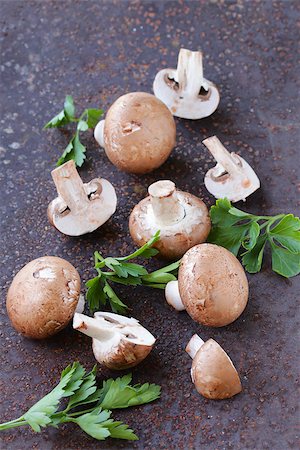 simsearch:400-04824992,k - fresh organic mushrooms champignon with parsley leaves Stock Photo - Budget Royalty-Free & Subscription, Code: 400-07916210