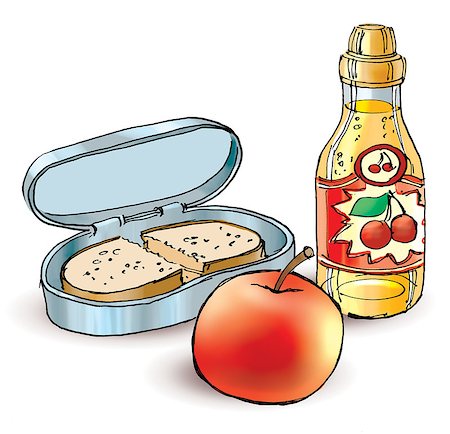 simsearch:400-06069331,k - School lunch. Healthy filled lunch box with sandwich apple and fruit juice Stock Photo - Budget Royalty-Free & Subscription, Code: 400-07916941