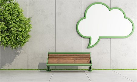 simsearch:400-04229535,k - Blank street billboard  with the form of a cloud on concrete wall with bench - 3D Rendering Photographie de stock - Aubaine LD & Abonnement, Code: 400-07918354