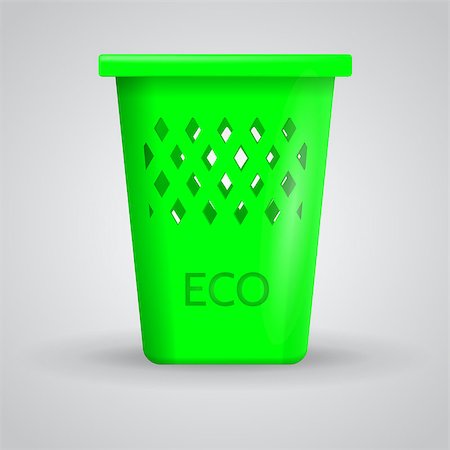simsearch:400-07301131,k - Single empty green dustbin with word Eco. Isolated vector concept illustration on gray background. Stock Photo - Budget Royalty-Free & Subscription, Code: 400-07918376