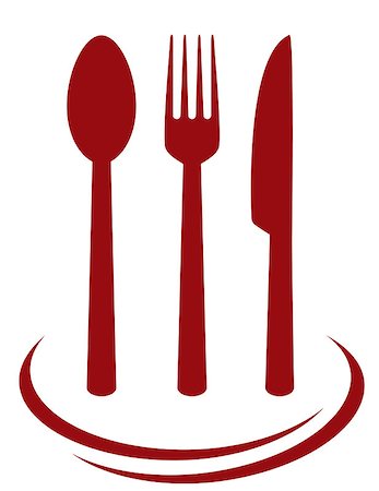 simsearch:400-06076985,k - red cutlery set with decorative lines on white background Stock Photo - Budget Royalty-Free & Subscription, Code: 400-07918397