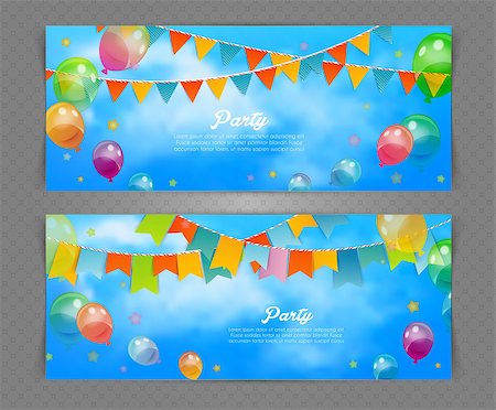 simsearch:400-06628533,k - Vector illustration of Party banner with flags and ballons Stock Photo - Budget Royalty-Free & Subscription, Code: 400-07918860