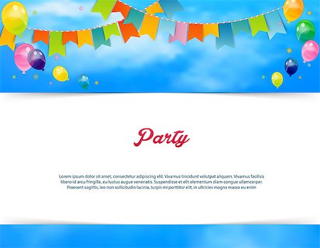 simsearch:400-06628533,k - Vector illustration of Party banner with flags and ballons Stock Photo - Budget Royalty-Free & Subscription, Code: 400-07918874