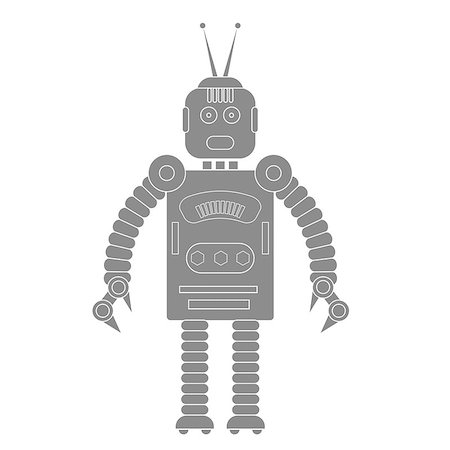 illustration with robot icon  on a white background Stock Photo - Budget Royalty-Free & Subscription, Code: 400-07918911