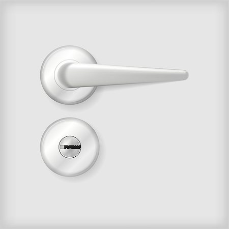 simsearch:400-04617631,k - Gray circle shape door handle with round lock. Isolated vector illustration on gray background. Stock Photo - Budget Royalty-Free & Subscription, Code: 400-07924258