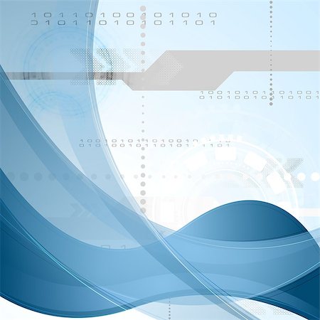 Technology vector background with blue waves Stock Photo - Budget Royalty-Free & Subscription, Code: 400-07925538