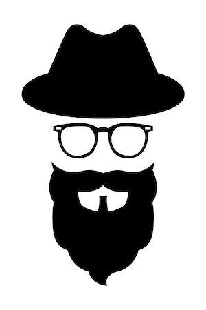 fashion computer illustration portraits - mustache beard glasses hairstyle hipster style vector illustration Stock Photo - Budget Royalty-Free & Subscription, Code: 400-07920989