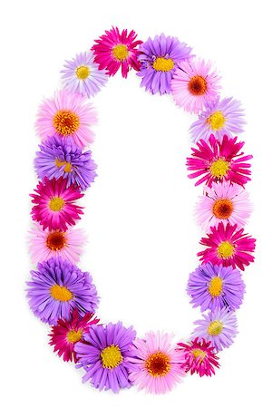 Number 0, multicolored aster flowers alphabet on white background Stock Photo - Budget Royalty-Free & Subscription, Code: 400-07922340