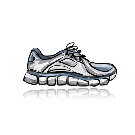 simsearch:400-07922607,k - Sport sneakers, sketch for your design. Vector illustration Stock Photo - Budget Royalty-Free & Subscription, Code: 400-07922607