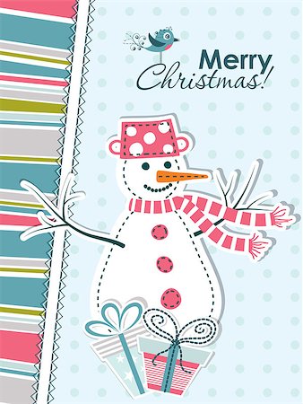 scrapbook cards christmas - Template Christmas greeting card, vector illustration Stock Photo - Budget Royalty-Free & Subscription, Code: 400-07922926