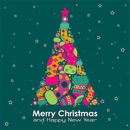 scrapbook cards christmas - Template Christmas greeting card, vector illustration Stock Photo - Budget Royalty-Free & Subscription, Code: 400-07922939