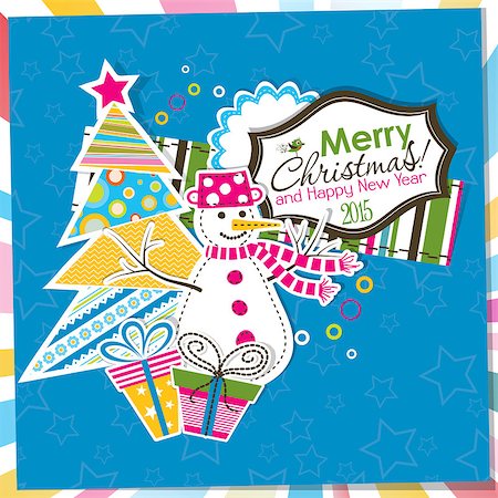 Template Christmas greeting card, vector illustration Stock Photo - Budget Royalty-Free & Subscription, Code: 400-07922954