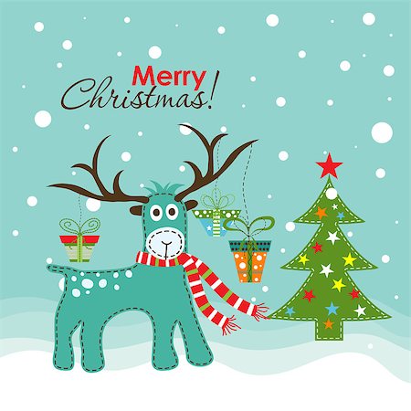 scrapbook cards christmas - Christmas greeting card, vector illustration Stock Photo - Budget Royalty-Free & Subscription, Code: 400-07922950