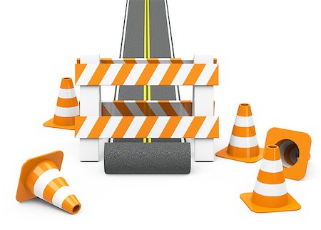 3d generated picture of a roadblock with cones Stock Photo - Budget Royalty-Free & Subscription, Code: 400-07923022