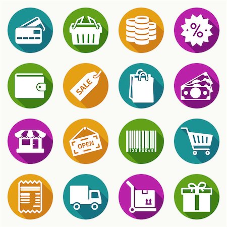 shopping icons vector - Set of gray shopping icons on white background in flat style. Vector illustration Stock Photo - Budget Royalty-Free & Subscription, Code: 400-07923197