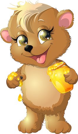 simsearch:400-05888197,k - beautiful bright bear eats honey on white background Stock Photo - Budget Royalty-Free & Subscription, Code: 400-07923304