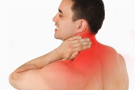 Young man suffering from neck pain Stock Photo - Budget Royalty-Free & Subscription, Code: 400-07934407