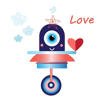 simsearch:400-04886615,k - graphic illustration in love with a robot on a white background Stock Photo - Budget Royalty-Free & Subscription, Code: 400-07936258