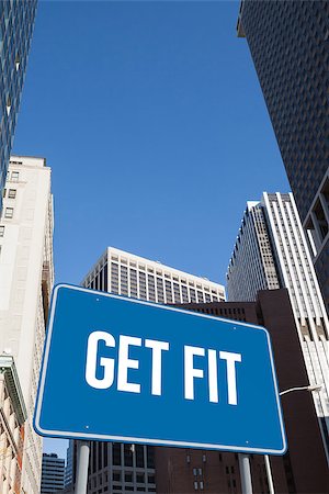 The word get fit and blue billboard against new york Stock Photo - Budget Royalty-Free & Subscription, Code: 400-07937391