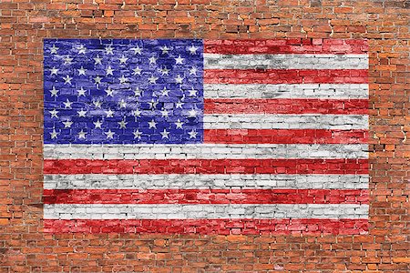 American flag painted over old brick wall Stock Photo - Budget Royalty-Free & Subscription, Code: 400-07932321